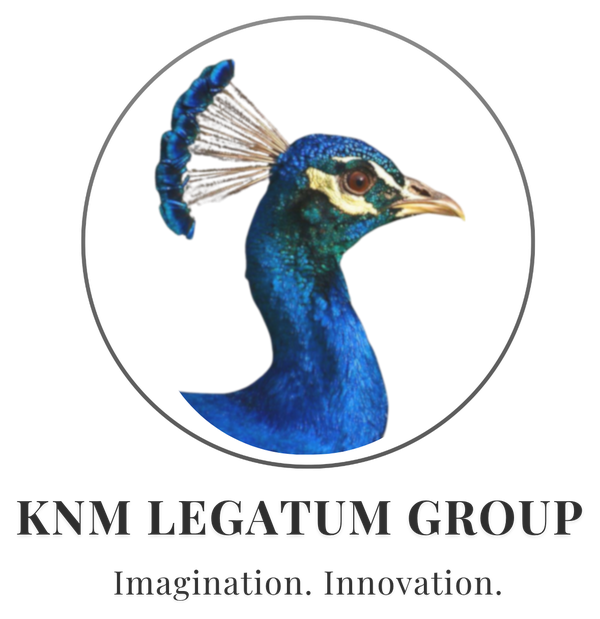 KNM Legatum Group logo: a peacock head in a circle above the words Imagination. Innovation.